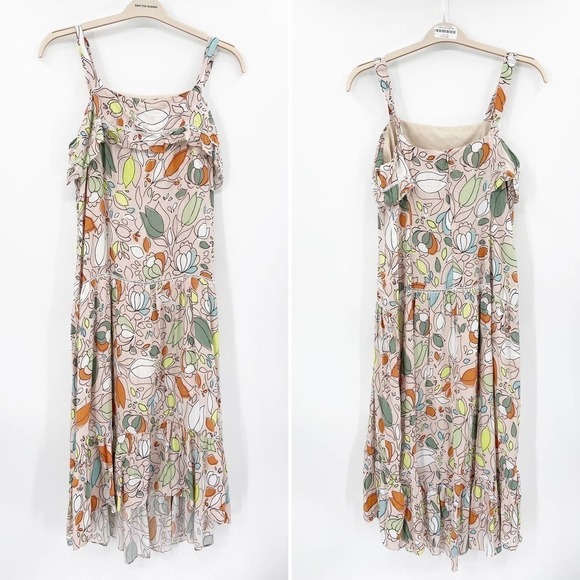 Slate & Willow Cream Floral Printed Sleeveless Square Neck Peasant Dress Size 10 - Picture 3 of 7